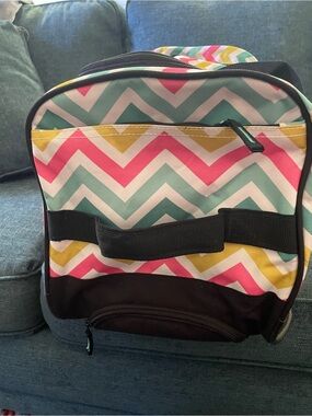 Chevron print wheeled duffle bag